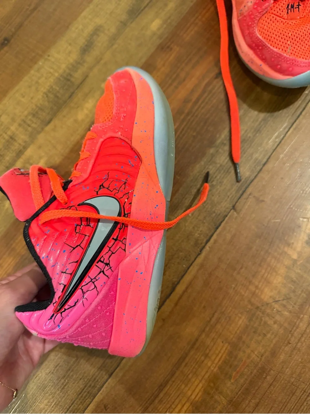 Nike Kids Neon Pink/Red Lace-Up Sneakers
